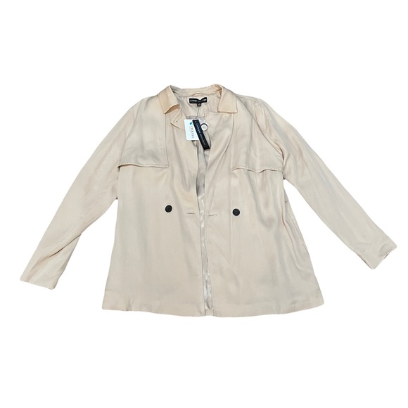 NWT Catherine Malandrino sz 2 100% Lyocell Light weight jacket Beige w/ Pockets - Picture 1 of 12